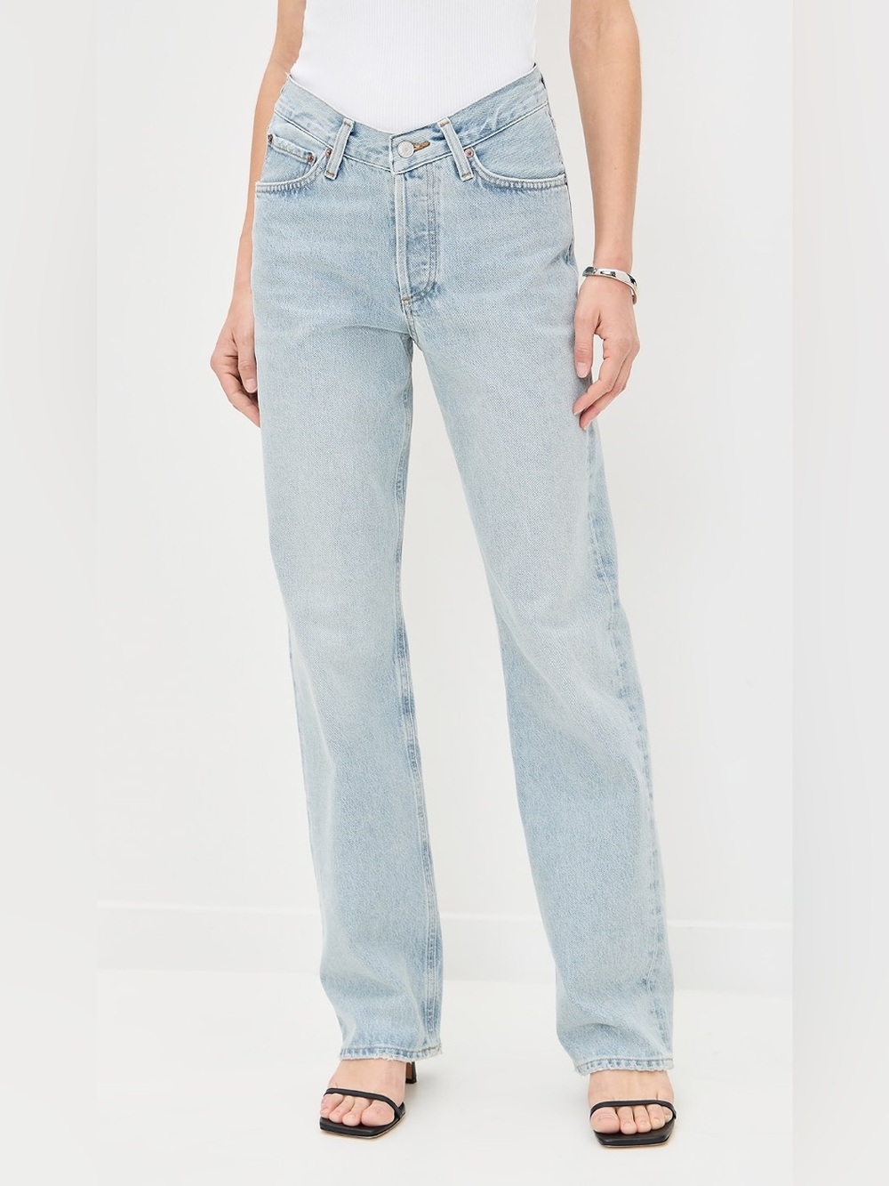 AGOLDE V-waist Kelly Relaxed Straight Leg Jeans in Replica Light Wash 32 NWT